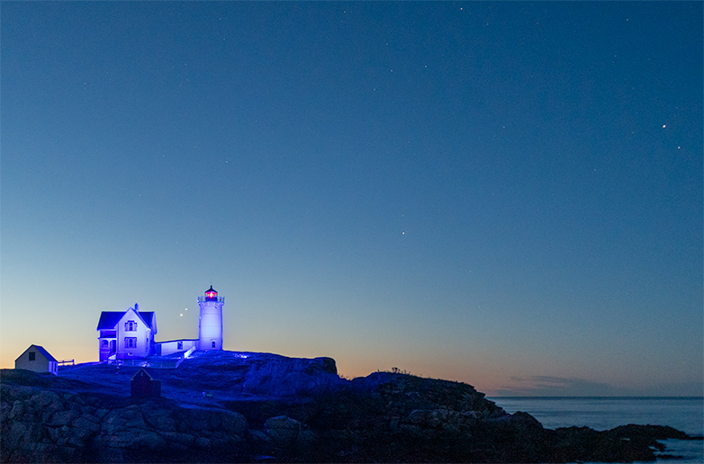 Nubble Light and Four Planets